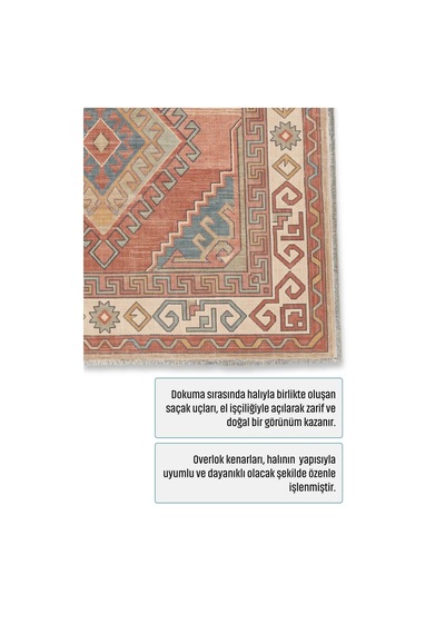 Dekoratif Halı Kaymaz Taban Leke Tutmaz Yıkanabilir Kilim Özel Ölçü Salon Halısı 3049 Çok Renkli