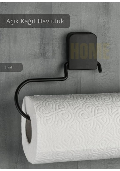 Jet's Home Yapışkanlı Kağıt Havluluk Paslanmaz Peçetelik Çelik Banyo Havluluk Düzenleyici Siyah Siyah