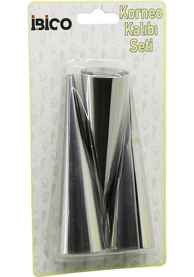 3pcs Metal Korneo Kalıp - Pasta Dekorasyon Aparatı Çap:3.4cm X Uzunluk:12cm Brkt-921602 4741 Altın - Gri