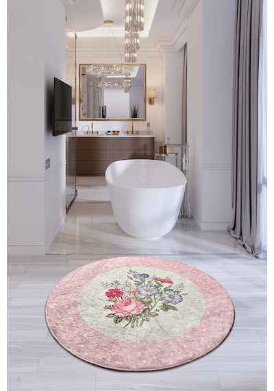 Palm Djt Çap 100 Cm Banyo Halısı Çok Renkli
