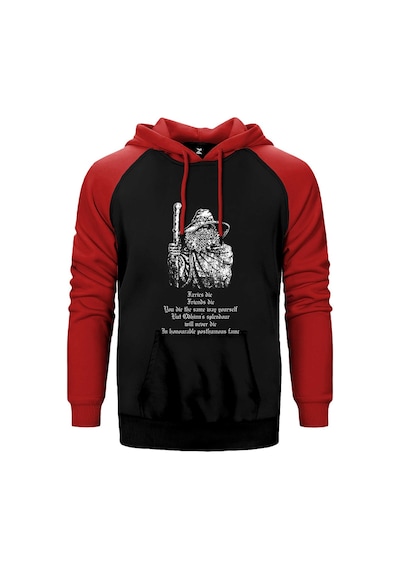 Burzum Old Kırmızı Renk Reglan Kol Kapşonlu Sweatshirt Kırmızı