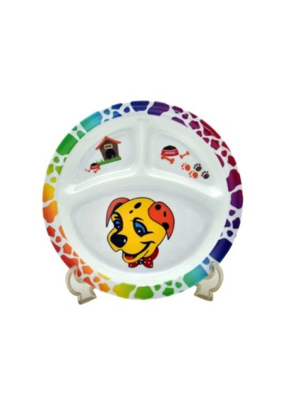 Bebek Mama Tabağı Köpek Formlu 5 Li Set Melamin Oval Çok Renkli