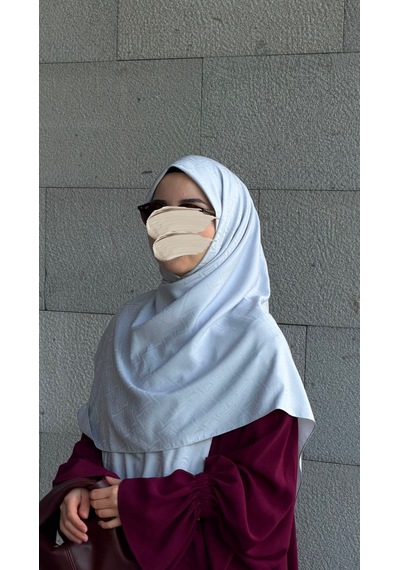Qalortex Scarf Premium Jakarlı Sare Büyük Boy Eşarp -gümüş