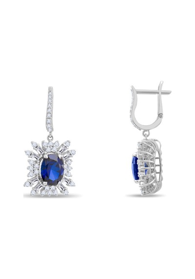 6.00 Karat Safir Pırlanta Küpe - Hrd Sertifikalı 04350719