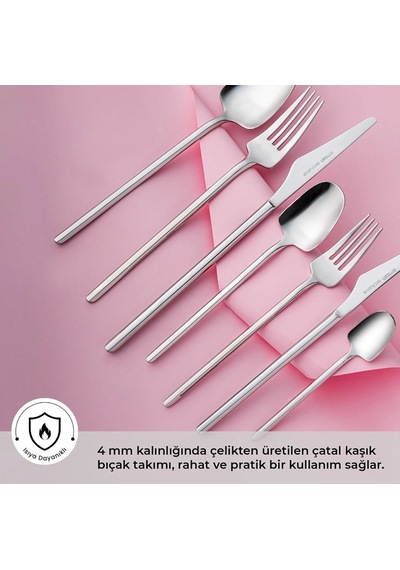 Emsan Destrier 84 Parça 12 Kişilik Çatal Kaşık Bıçak Takımı Gümüş