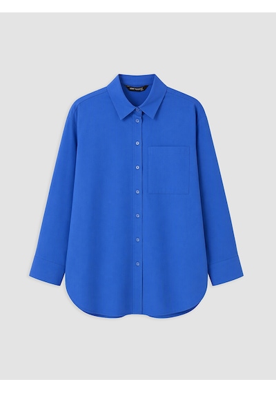 Lcw Modest Mavi Oversize Poplin Kadın Gömlek Diğer