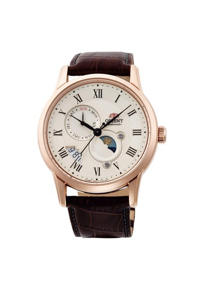 Orient Ra-ak0007s30b Kurmalı Otomatik Deri Kahverengi Safir Cam 43 Mm Erkek Kol Saati Rose Gold