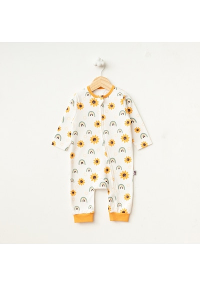 Crazy Baby Sun Flower Ribanalı Tulum Ekru
