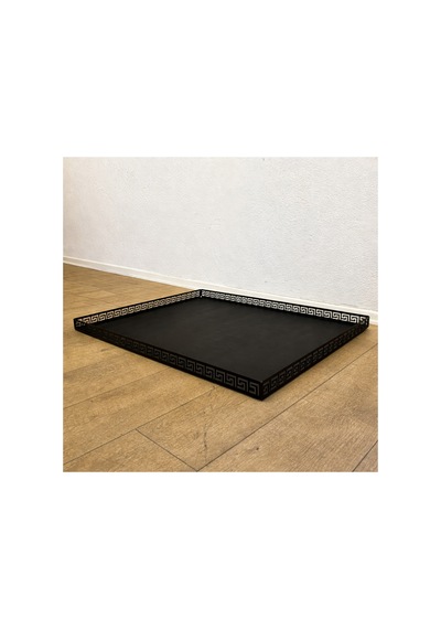 Metal Şömine & Soba Altlığı Siyah Antik Desenli Dekoratif Zemin Koruyucu 100x80 Cm - 821591504