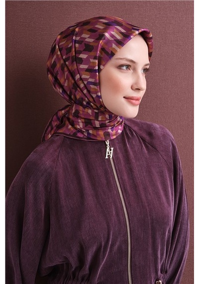 Armine Saf İpek Sura Eşarp 9623d 86 Gri - Siyah