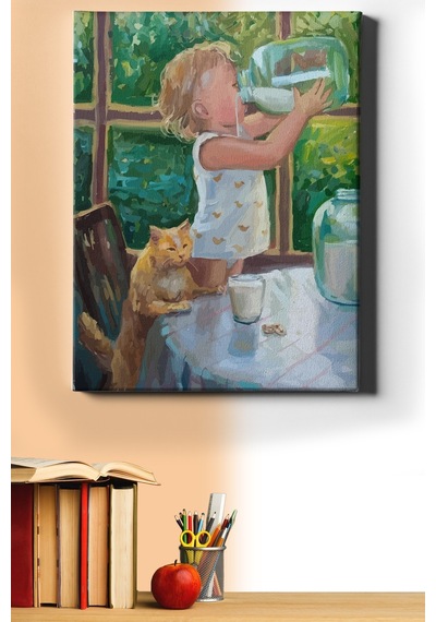 Webstyle Sayılarla Boyama Seti Kasnaklı Miniklerin Süt Keyfi 50x65 Cm