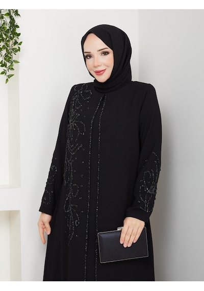 Eslemnur Sahra Elbise Büyük Beden Anne Elbisesi Siyah