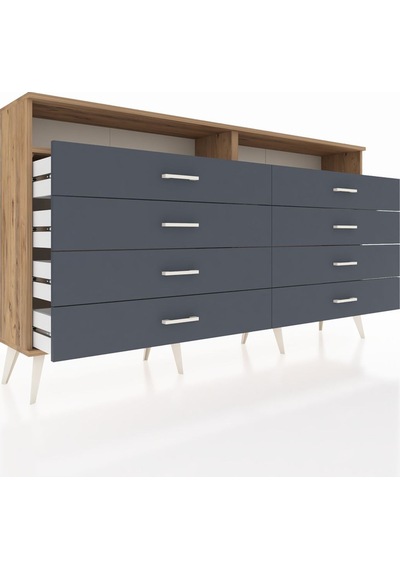 Arges Konsol 2 Raflı 8 Çekmeceli 176x30x99 Çam-çam/antrasit Çam-çam/antrasit Arges Konsol 2 Raflı 8 Çekmeceli 176x30x99 Çam-çam/antrasit Çam-çam/antrasit