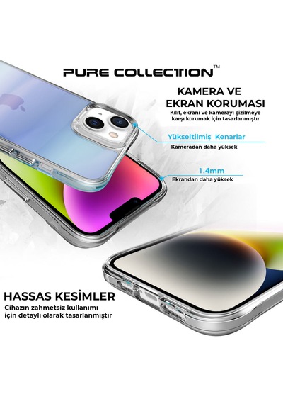 Bix iPhone Uyumlu 13 / 14 Pure Rainbow Renk Geçişli Şeffaf Kılıf Çizilmeye Dayanıklı Darbe Emici Parmak İzi Önleyici Mavi Bix iPhone Uyumlu 13 / 14 Pure Rainbow Renk Geçişli Şeffaf Kılıf Çizilmeye Dayanıklı Darbe Emici Parmak İzi Önleyici Mavi