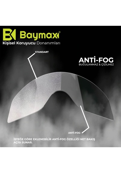 Tr Baymax İş Güvenlik Gözlüğü Antifog Buğulanmaz Koruyucu Gözlük S550 Şeffaf