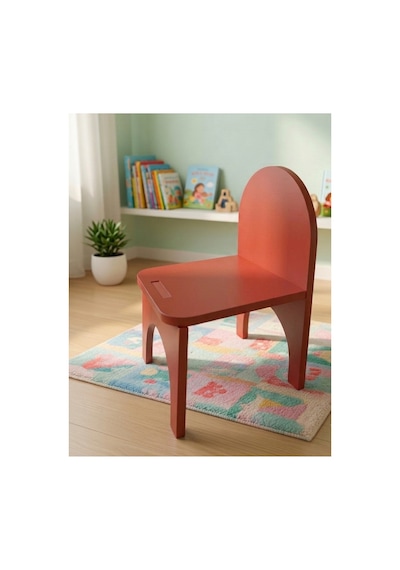 Montessori Mdf Çocuk Sandalyesi, Modern Tasarım, Güvenli Ve Dayanıklı Ahşap Çocuk Sandalyesi Kırmızı