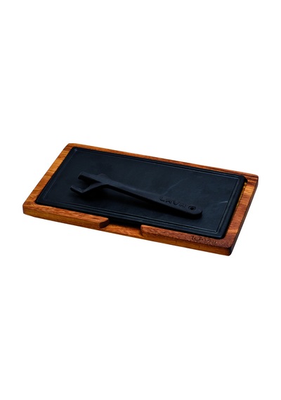 Lava Döküm Ahşap ve Döküm Demir Hot Plate Servis Tahtası. Ölçü 16x30cm.
