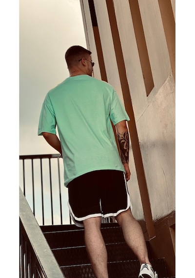 Flood Of Style Erkek Yeşil Düz Oversize Tshirt