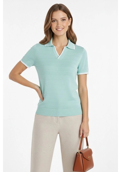 Wear Vexel Kadın Yazlık Dokuma Triko Tişört Düğmesiz Polo Yaka Kısa Kol T-shirt - Mint Yeşili Mint Yeşili Wear Vexel Kadın Yazlık Dokuma Triko Tişört Düğmesiz Polo Yaka Kısa Kol T-shirt - Mint Yeşili Mint Yeşili