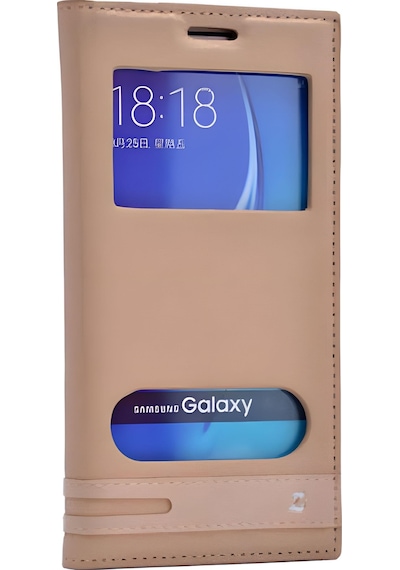 Galaxy Uyumlu A5 2016 Kılıf Pencereli Elite Kapaklı Kılıf Gold