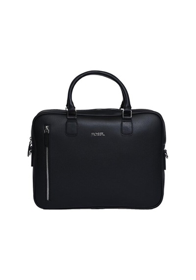 Fossil Unisex Vegan Deri Laptop Bölmeli 15,6 İnç Dik Fermuarlı Evrak Çantası Siyah Siyah