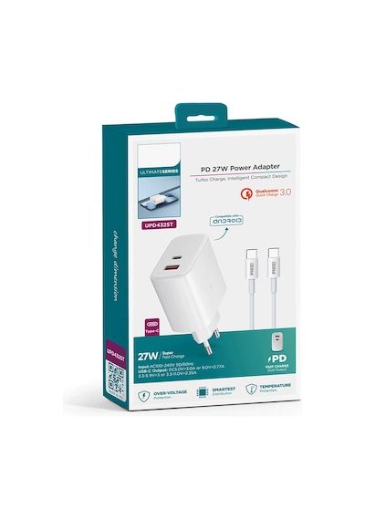 Zuidid 27W USB + Type-C 2 Portlu Hızlı Şarj Aleti Adaptörü