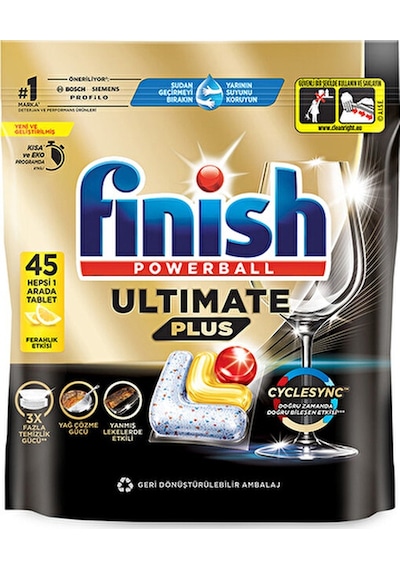 3 Adet Finish Tablet Ultimate Plus 45'li Limon
