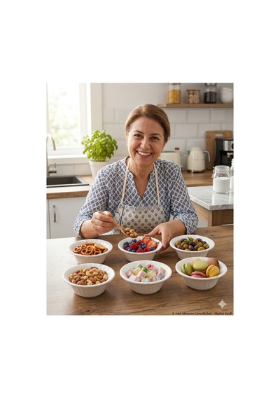 12 Cm Melamin Müsli Ve Hoşaf Kasesi Çerezlik Çorba/salata Kase 400 Ml 6 Adet Sosluk,atıştırmalık Beyaz