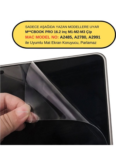Apple Uyumlu MacBook Pro Mat Ekran Koruyucu 16 İnç M1-m2-m3-m4 Touchıd'li Pro 16.2" A2485 A2780 A2991 A3403 A3186 İle