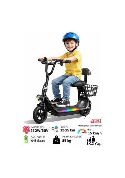 Mini Harley Oturaklı Scooter Siyah