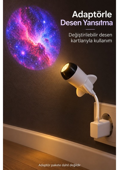 Usb Projeksiyon Lambası Ay Ve Gezegen Desenli