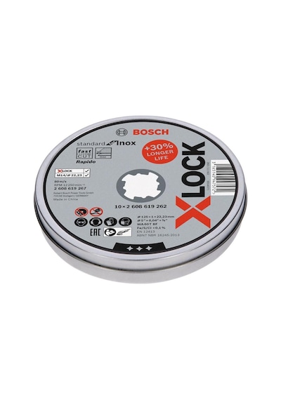 - X-lock - 125 1,0mm Standard Seri Düz Inox Paslanmaz Çelik Kesme Diski Taş - Rapido 10'lu 2608619267