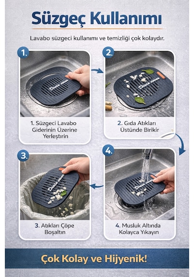 Silikon Süzgeçli Banyo, Mutfak, Lavabo Gider Kapatıcı Kapak Mat Balkon Tıpa Tıkacı Kapak