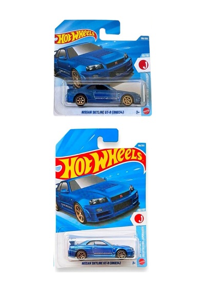 Nissan Skyline Gt-r Bnr34 Mavi Kısa Ve Uzun Kart Seti Çok Renkli