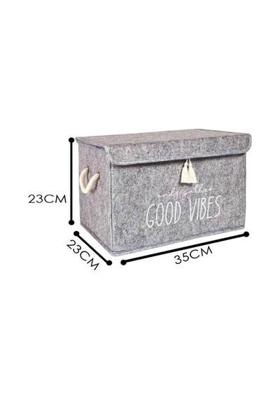 Muomuo Home Keçe Kapaklı Mini Kutu 35X24X24 Cm. Gri Çok Renkli