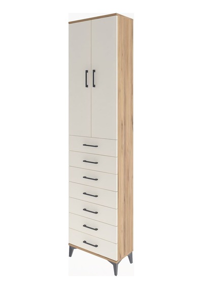 Arges Dolap 3 Raflı 7 Çekmeceli 2 Kapaklı 60x30x243 Çam-aytaşı Çam