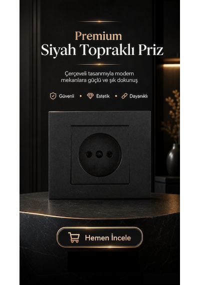Ovivo Siyah Topraklı Priz - Çerçeveli Grano