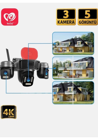 Avenir Av S-308 3 Kameralı Sirenli Wifi Kamera