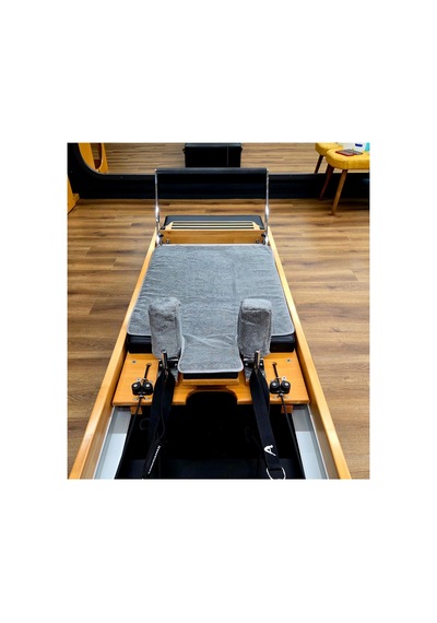 Gri Omuzluklu Pilates Reformer Havlu Seti ''%100 Organik'' Kaydırmaz