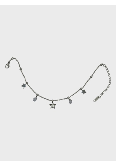 Arnes Jewelry Çelik Zirkon Taşlı Yıldızlı Halhal Ar585nes Silver