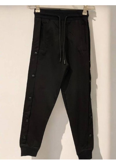 Ekkokids Çocuk Yanları Çıtçıtlı Paçaları Lastikli Eşofman Altı-14806 Siyah