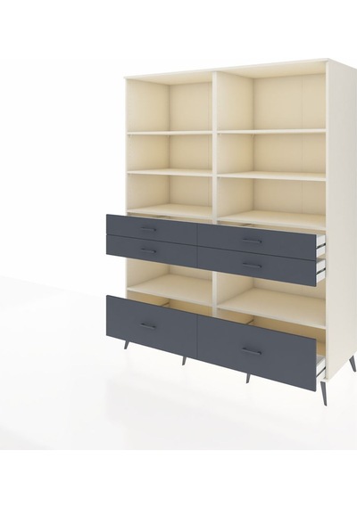 Kronos Gardrop 8 Raflı 6 Çekmeceli 176x59x221 Aytaşı-aytaşı/antrasit Aytaşı/antrasit