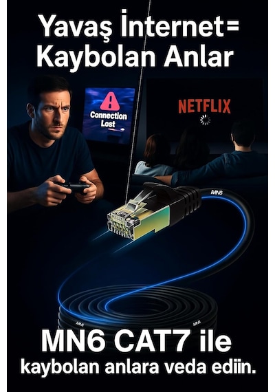 M109f Cat7 Kablo 20 Metre/bakır Tel-10gbps-50 Mikron Altın Kaplama/20 Metre Cat7 Ethernet Kablo Standart