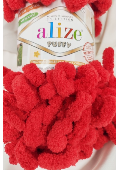 Puffy Koyu Kırmızı El Örgü İpi 100gr. 9mt. 5'li Paket - Renk: 106