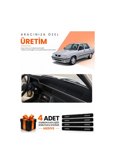 Renault 9 Broadway 1985-2000 Uyumlu Torpido Koruma Örtüsü Oto Kılıfı - Siyah Gri
