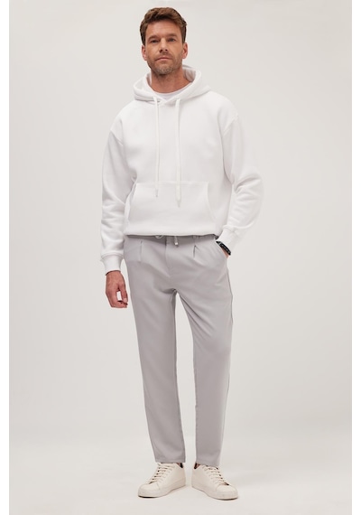 Tudors Erkek Slim Fit Dar Kesim Lastikli Bağcık Detaylı Gri Pantolon-38237 gri
