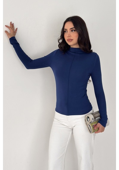 Noa & Noa Kadın Dikiş Detaylı Fit Bluz White Line Mavi