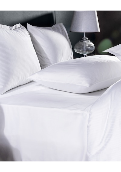 Madame Coco Thalie Family Size %100 Pamuk Çizgili - 300tc Saten Çarşaflı Nevresim Takımı - Beyaz 8684427207833 Çok Renkli