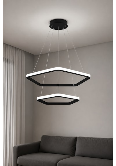 AvizeGO Titan 2'li Led Sarkıt Avize Beyaz Işık Siyah