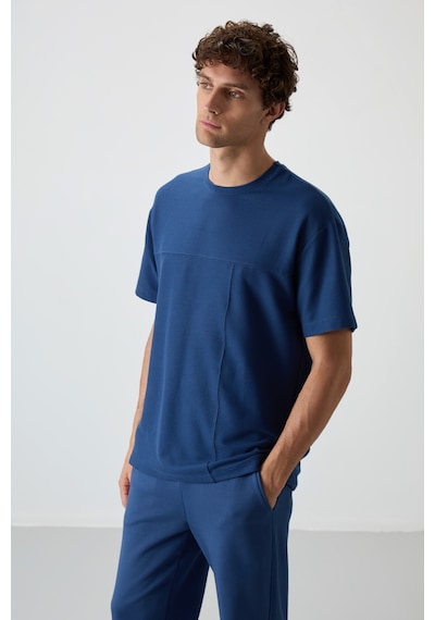 Air Jones Tommy Life Parlament Waffle İnterlok Yüzeyi Dokulu Oversize Fit Basic Erkek T-shirt - 88380 Parlament